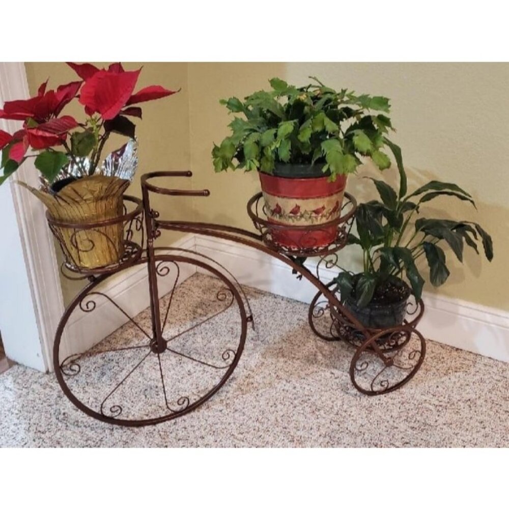 Tricycle Plant Stand - Flower Pot Cart Holder - Ideal for Home, Garden